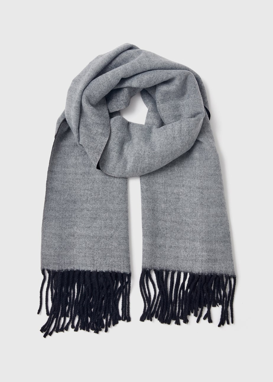 Grey Reversible Tassle Scarf