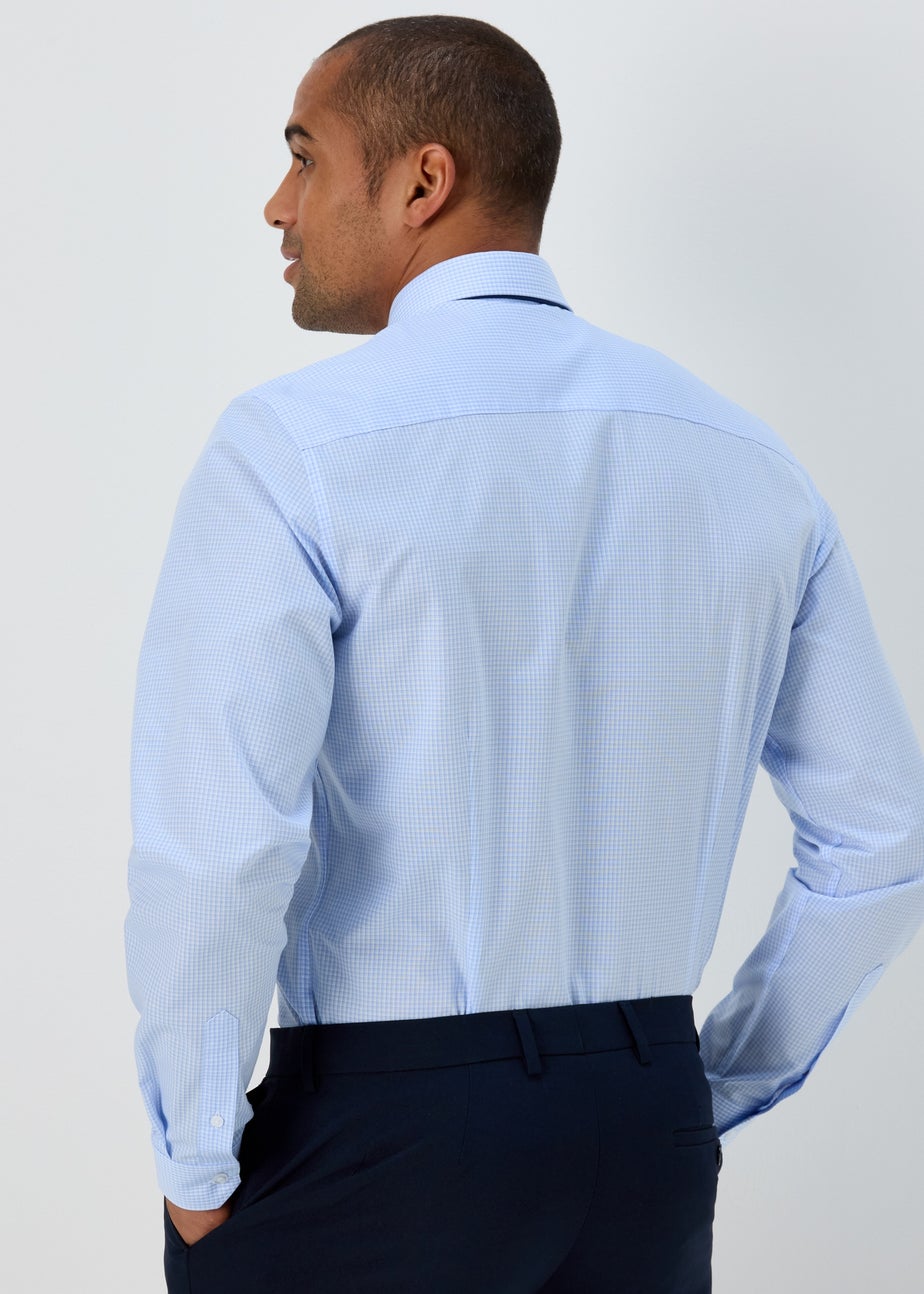 Taylor & Wright Blue Mini Check Slim Fit Shirt & Tie