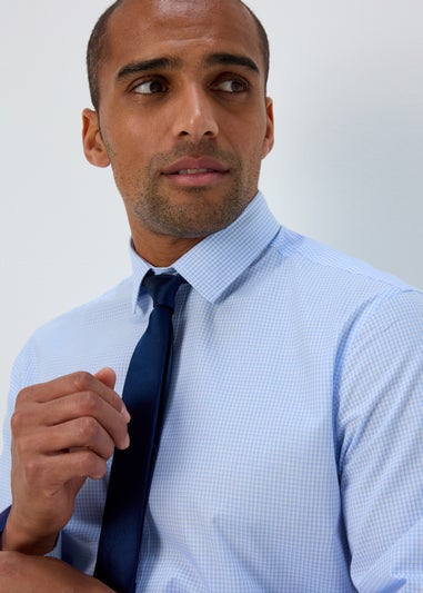Taylor & Wright Blue Mini Check Slim Fit Shirt & Tie