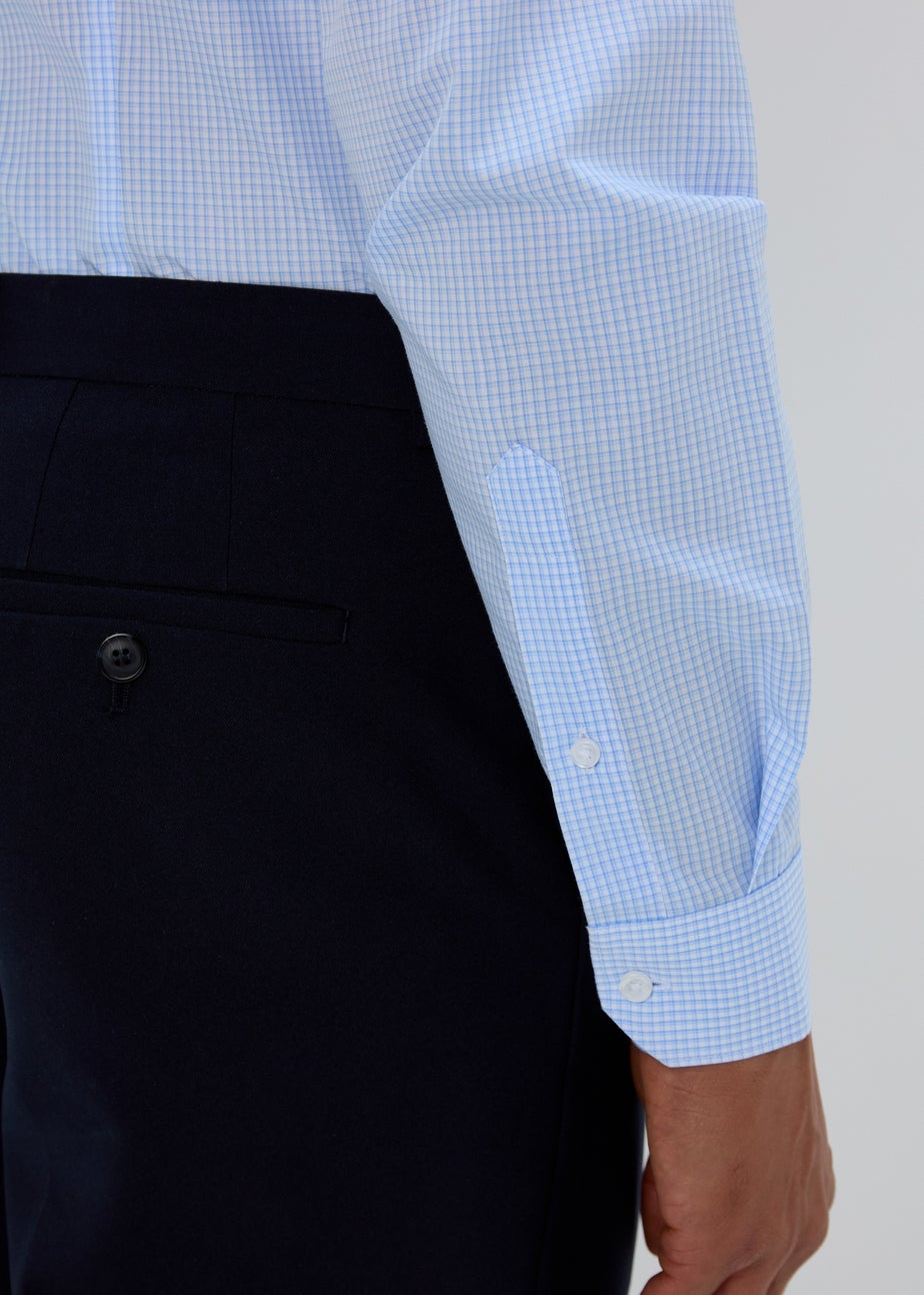 Taylor & Wright Blue Mini Check Slim Fit Shirt & Tie