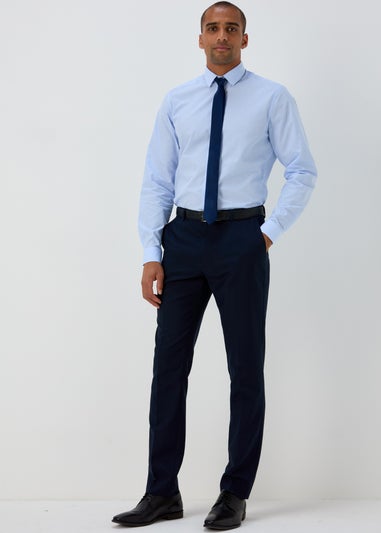 Taylor & Wright Blue Mini Check Slim Fit Shirt & Tie