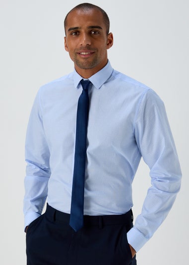 Taylor & Wright Blue Mini Check Slim Fit Shirt & Tie