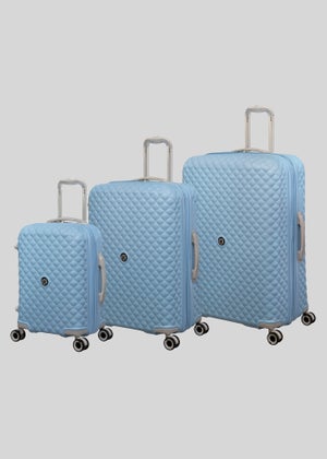 IT Luggage Blue Quilted Suitcase Matalan