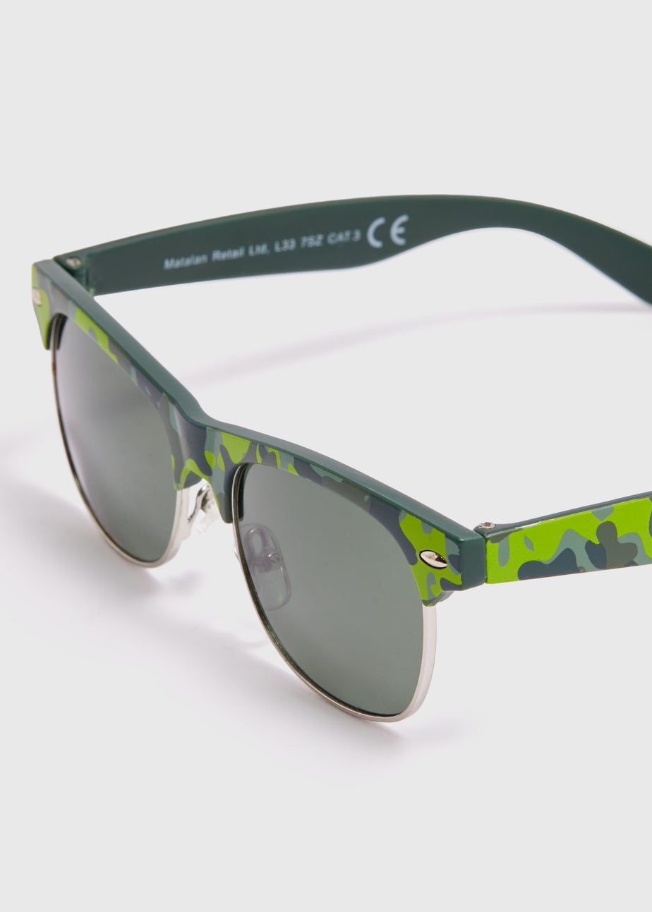 Boys Green Camo Print Sunglasses
