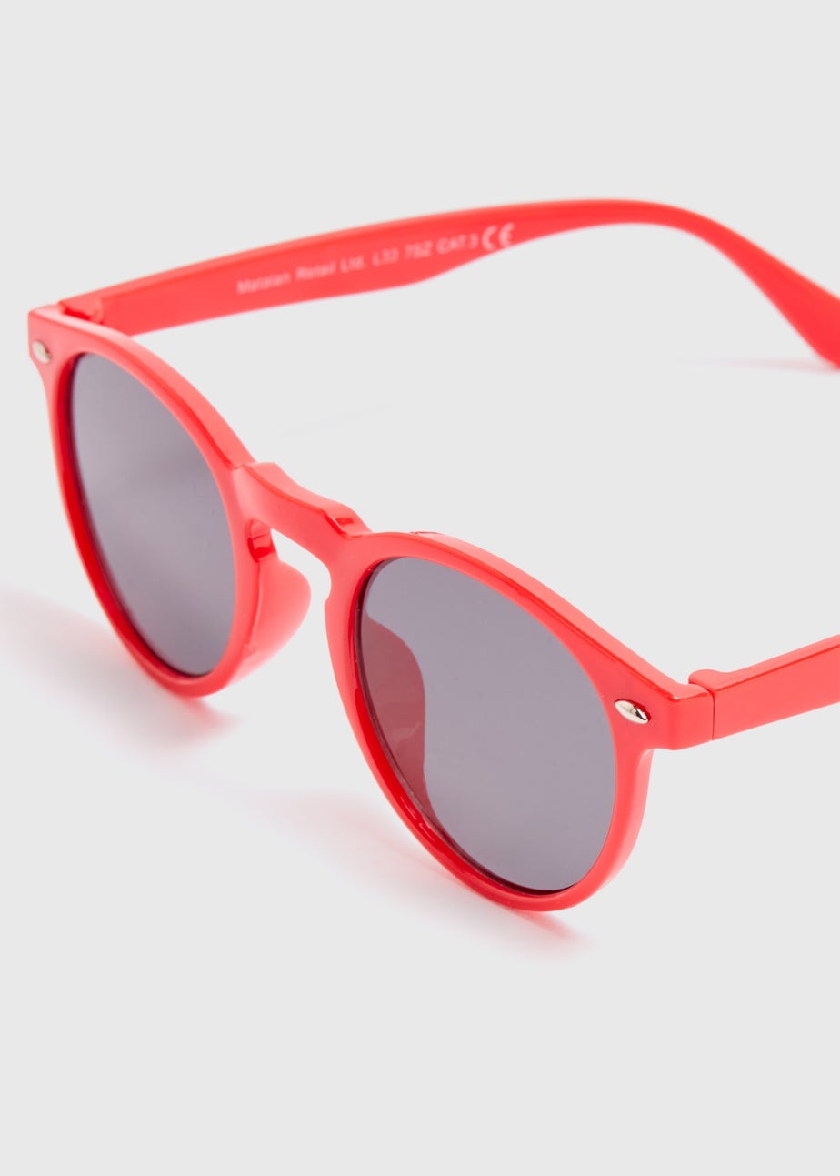 Kids Red Round Sunglasses