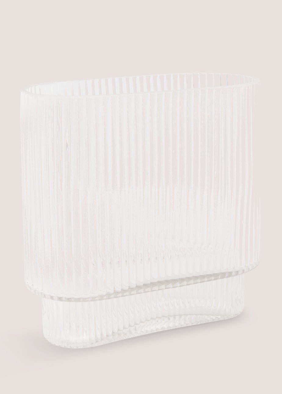 Rectangle Ribbed Glass Vase