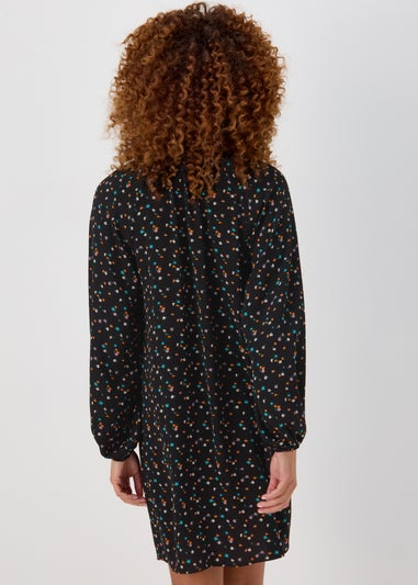 Multicoloured Floral Print Shirred Bubble Mini Dress