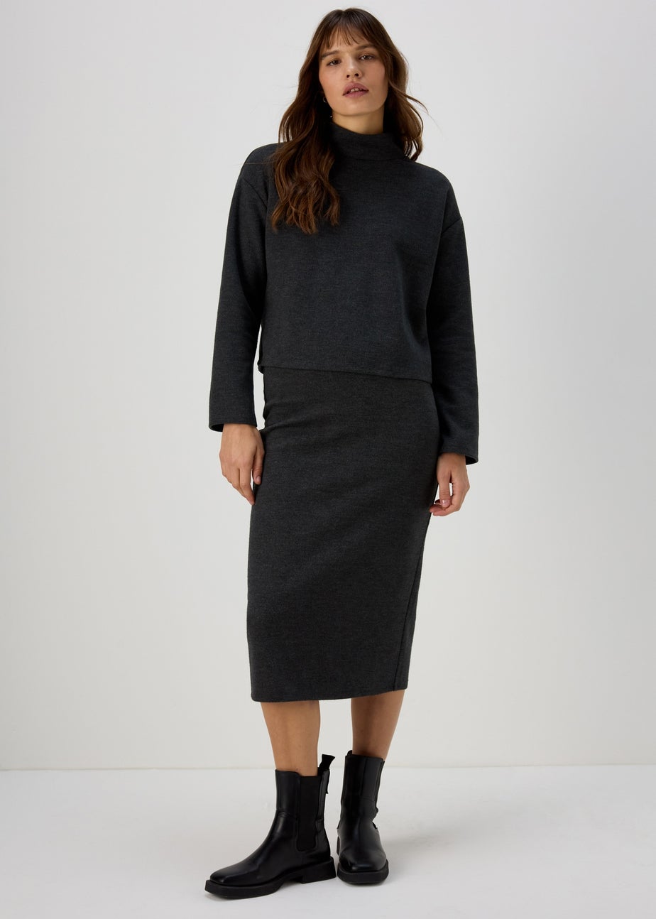 Papaya Petite Charcoal High Neck Top