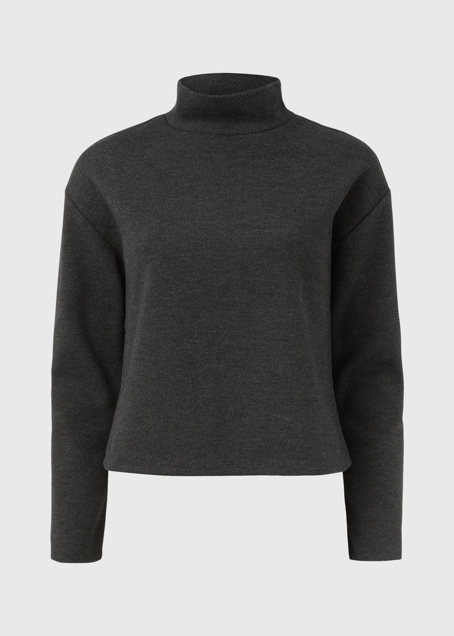 Papaya Petite Charcoal High Neck Top