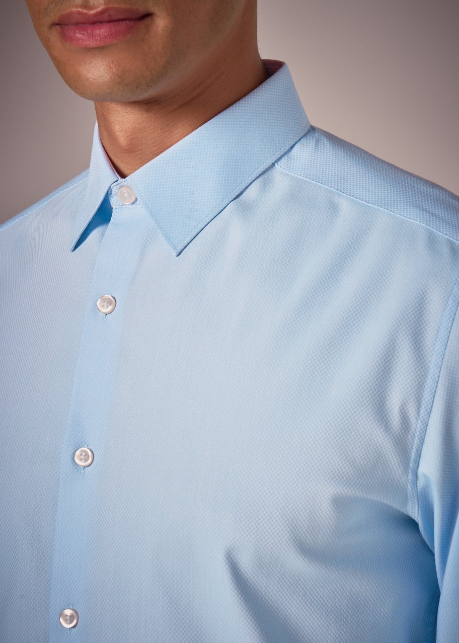 Taylor & Wright Blue Textured Regular Fit Shirt