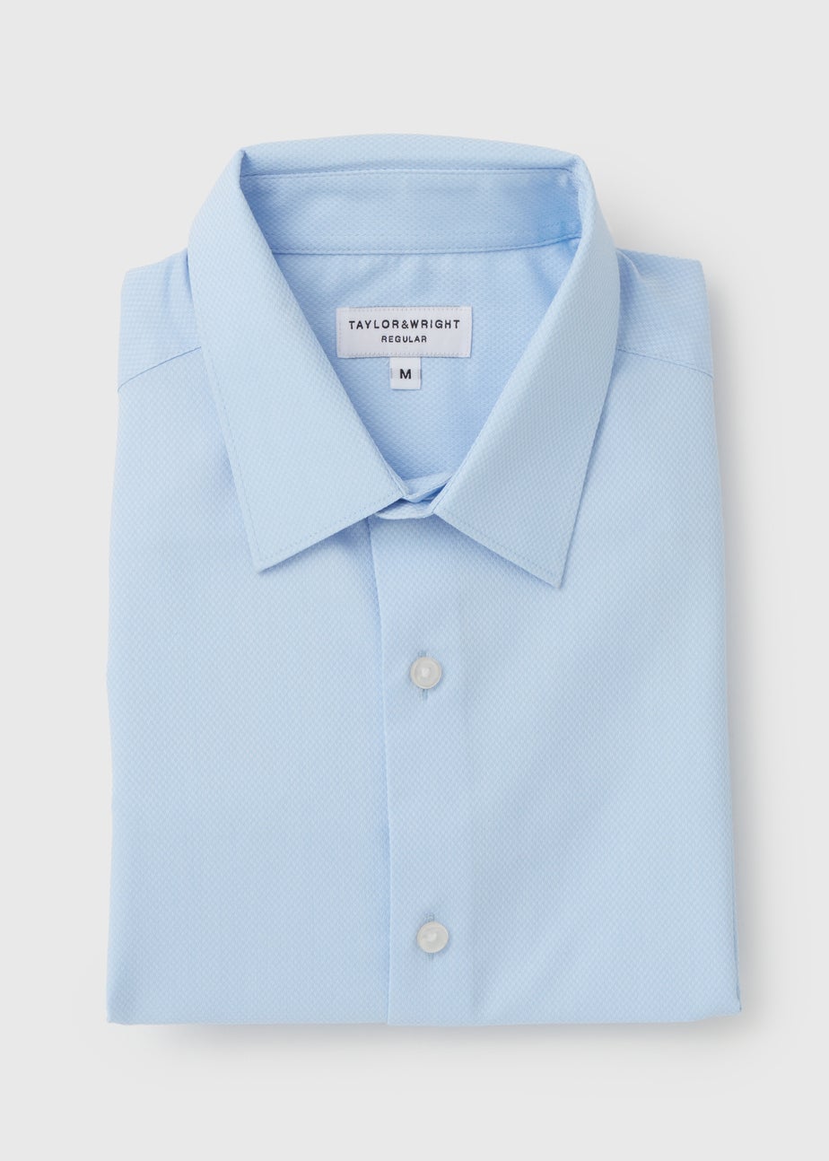Taylor & Wright Blue Textured Regular Fit Shirt