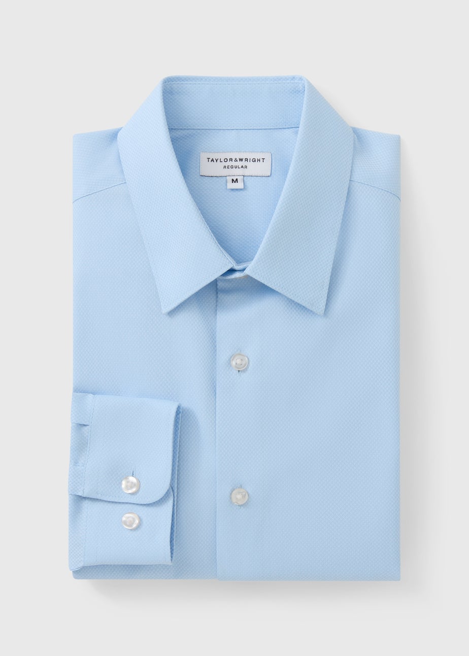Taylor & Wright Blue Textured Regular Fit Shirt