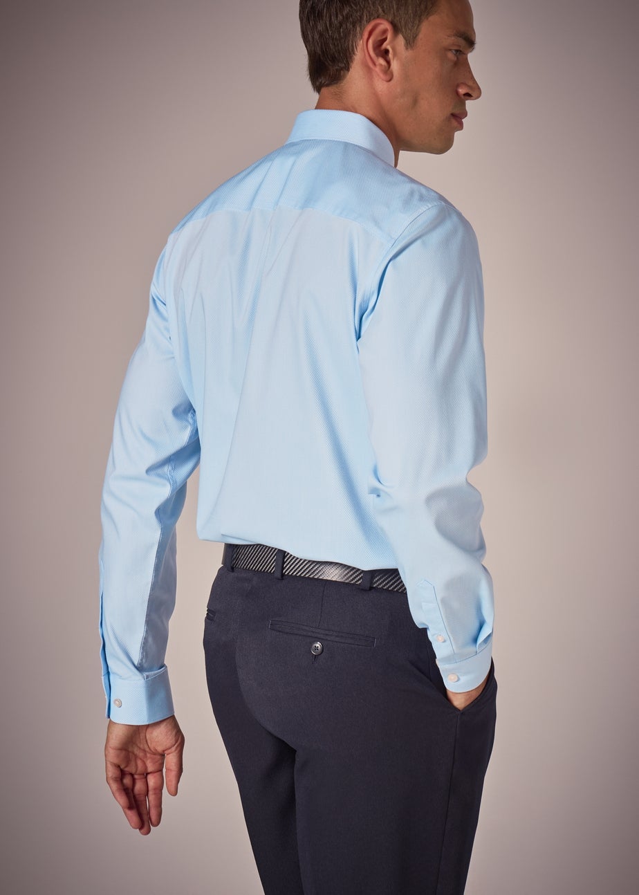 Taylor & Wright Blue Textured Regular Fit Shirt