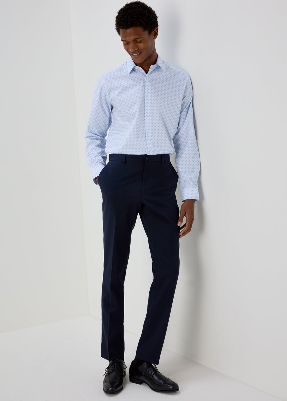 Taylor & Wright Blue Geo Diamond Print Long Sleeve Shirt