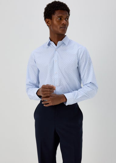 Taylor & Wright Blue Geo Diamond Print Long Sleeve Shirt