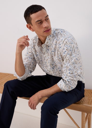 Taylor & Wright White Floral Print Long Sleeve Shirt