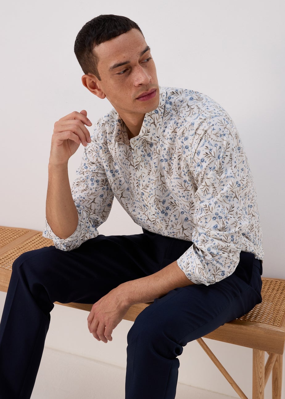 Taylor & Wright White Floral Print Long Sleeve Shirt