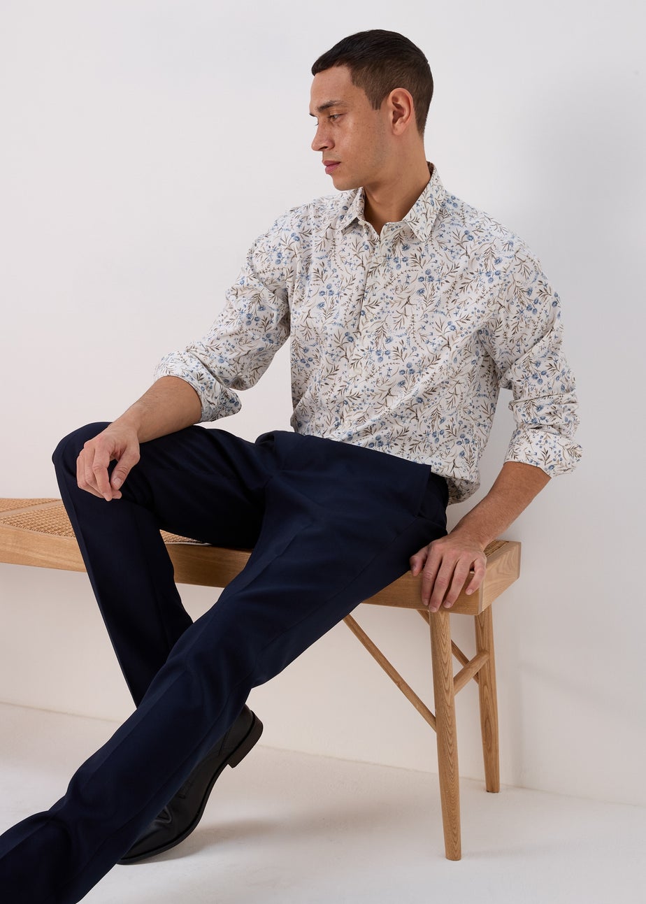 Taylor & Wright White Floral Print Long Sleeve Shirt