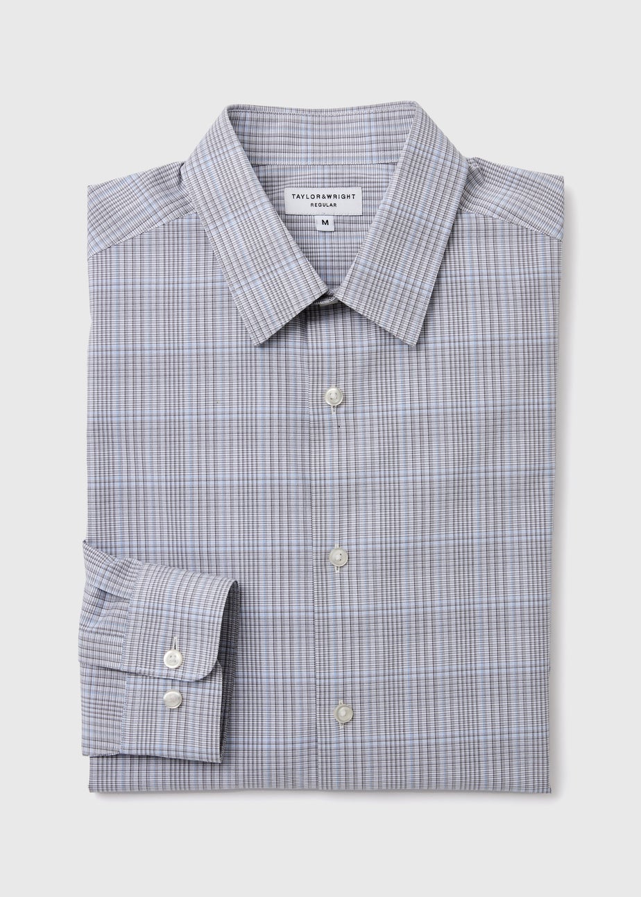 Taylor & Wright Grey & Blue Regular Fit Shirt