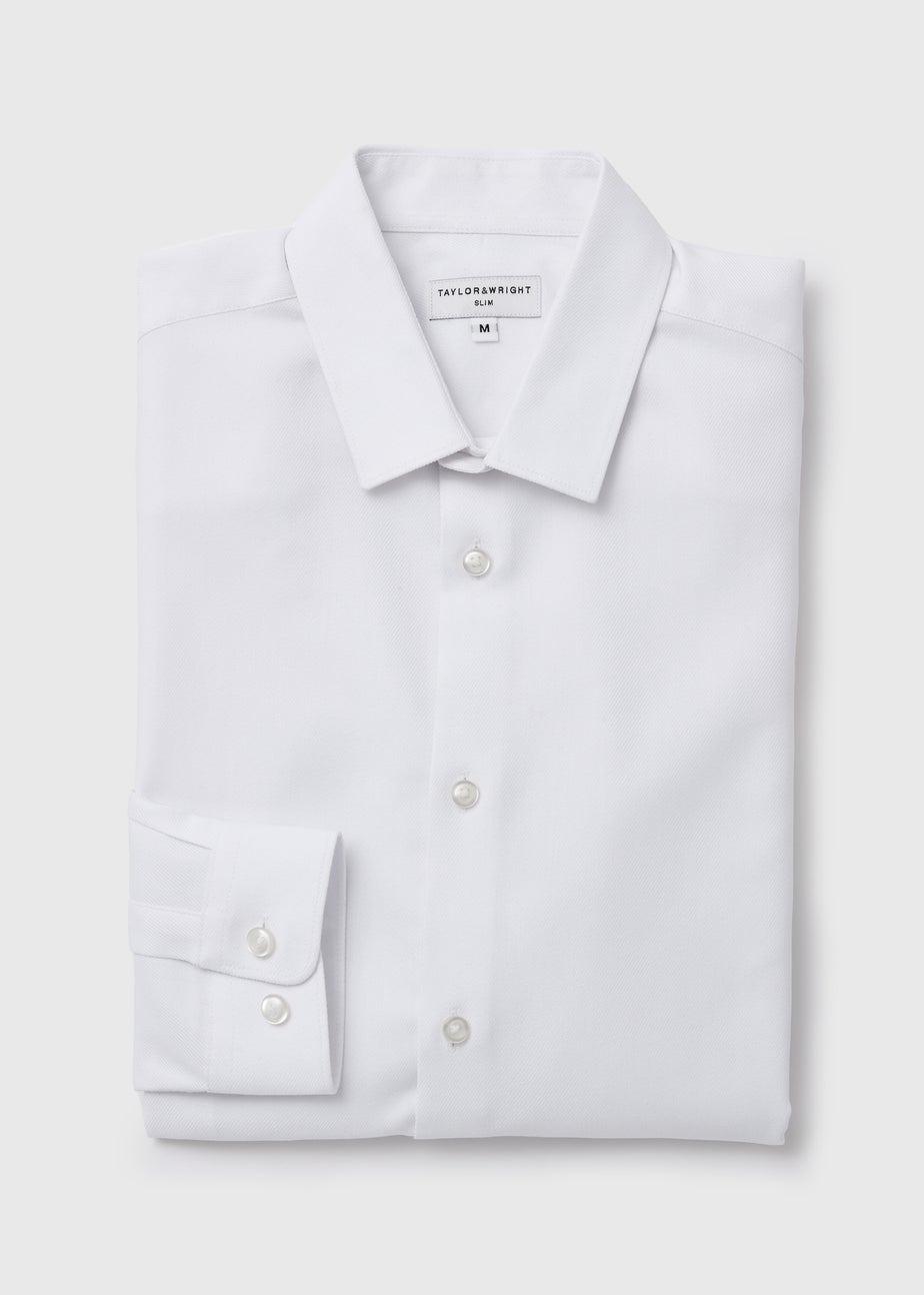 Taylor & Wright White Slim Fit Twill Shirt