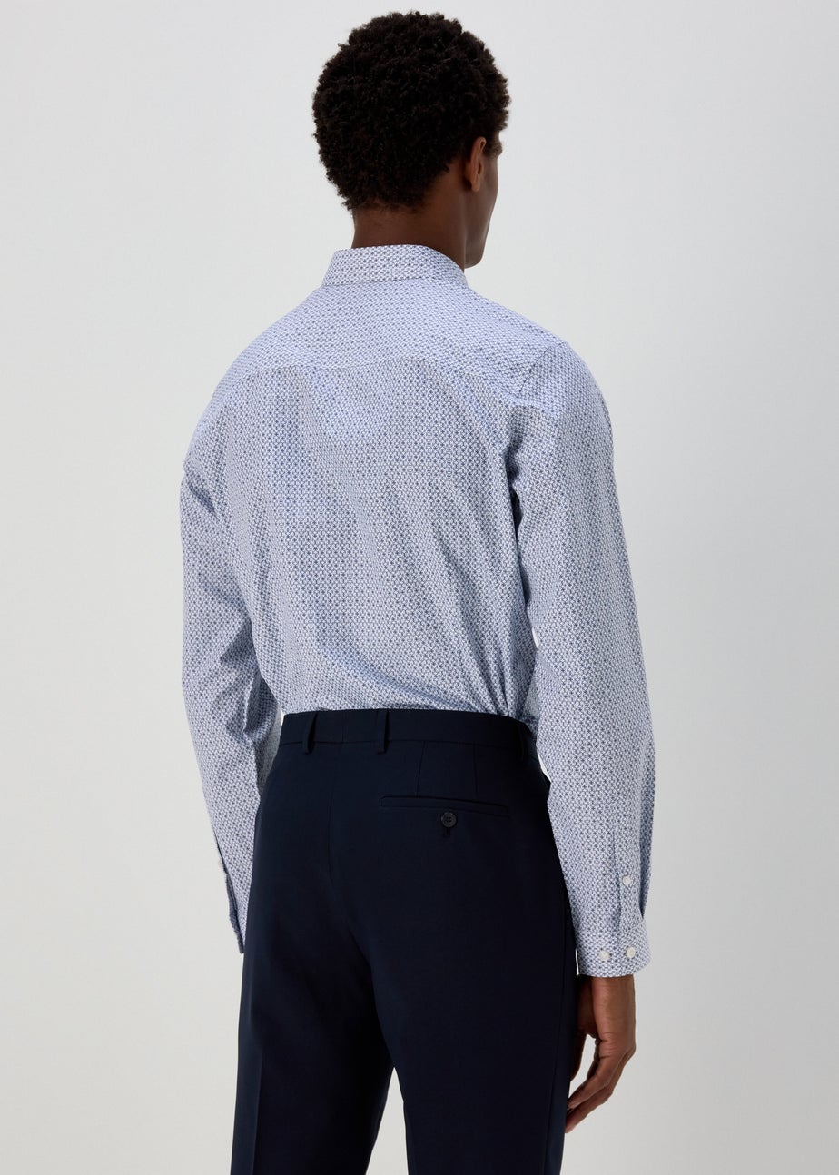 Taylor & Wright Blue Geo Leaf Print Slim Fit Shirt