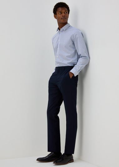 Taylor & Wright Blue Geo Leaf Print Slim Fit Shirt