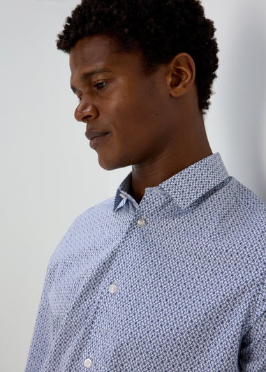 Taylor & Wright Blue Geo Leaf Print Slim Fit Shirt