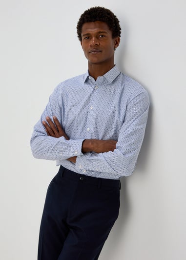 Taylor & Wright Blue Geo Leaf Print Slim Fit Shirt