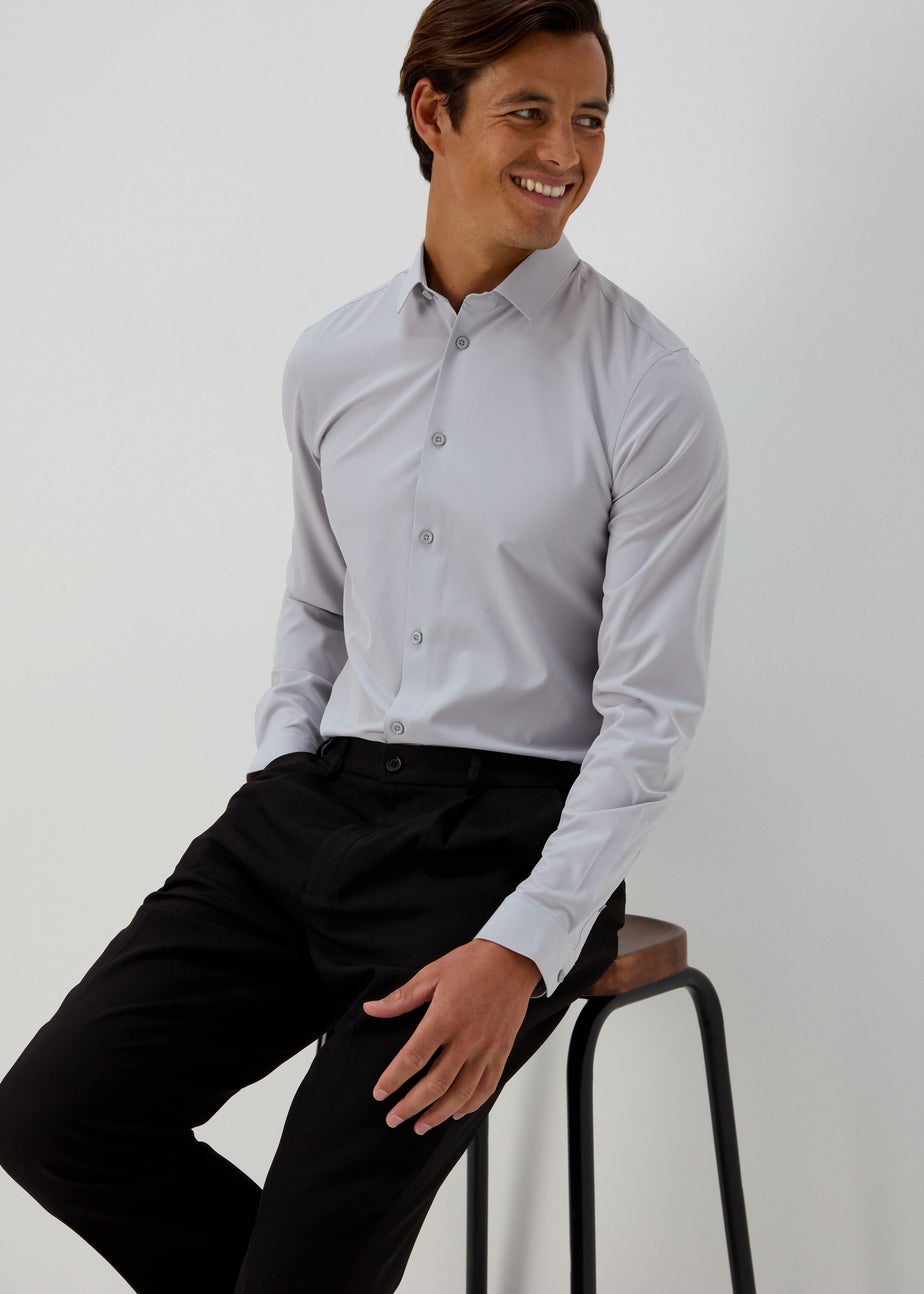 Taylor & Wright Grey Slim Fit 4 Way 
Stretch Shirt