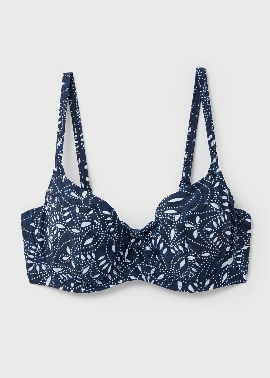 Navy Paisley Bikini Top