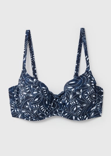Navy Paisley Bikini Top
