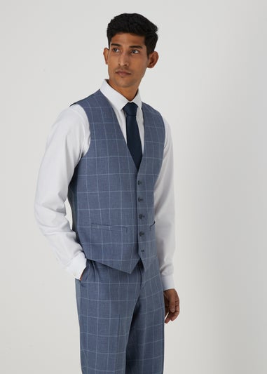 Taylor & Wright Franklin Blue Check Tailored Fit Waistcoat