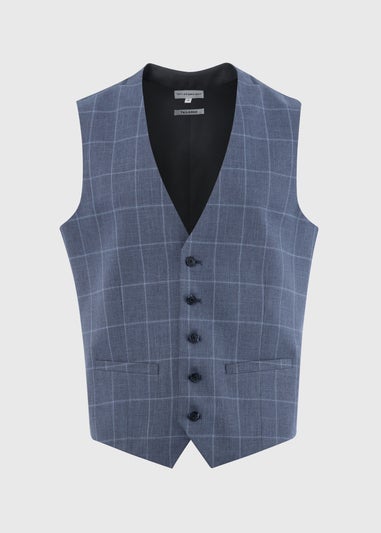Taylor & Wright Franklin Blue Check Tailored Fit Waistcoat