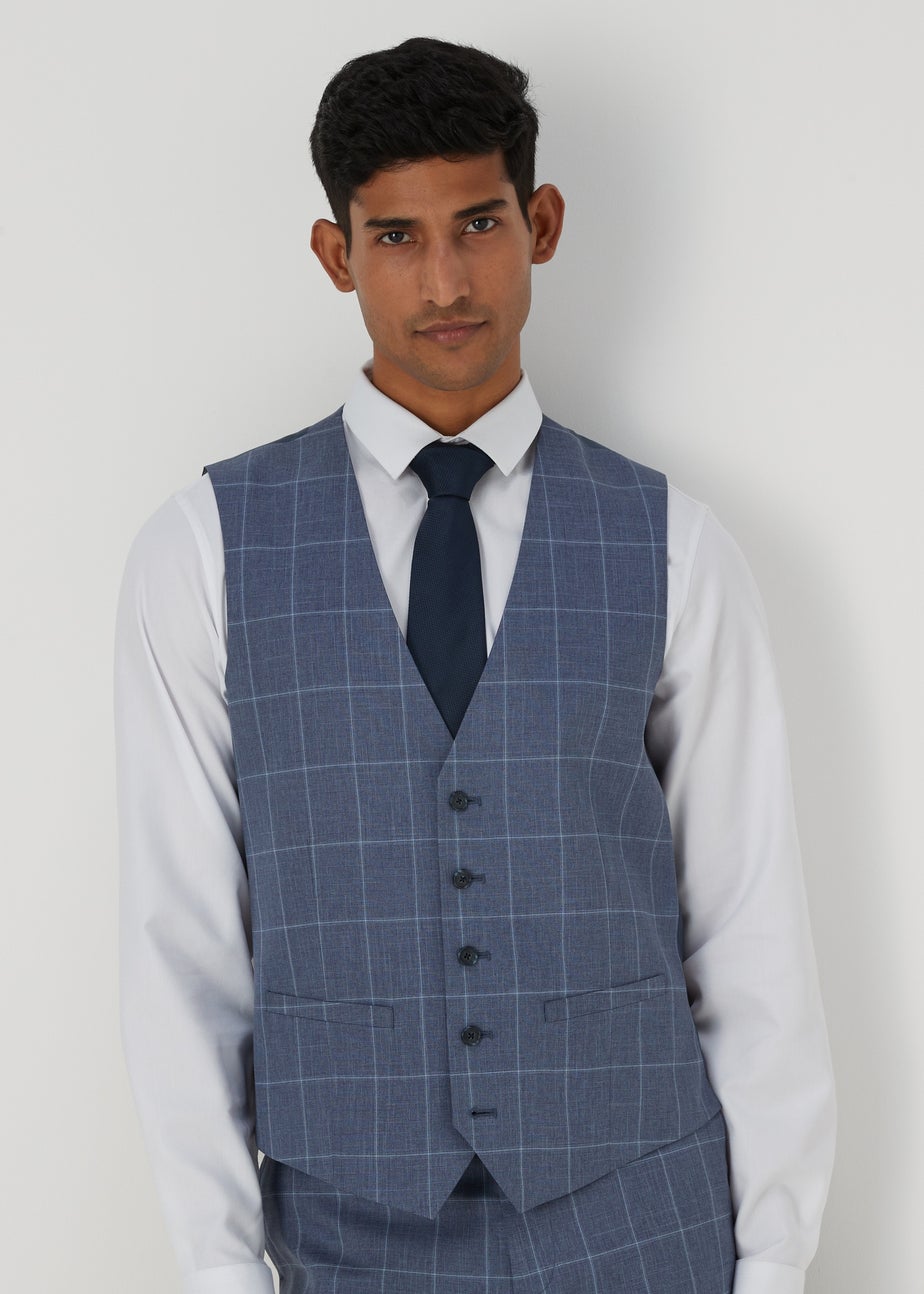 Taylor & Wright Franklin Blue Check Tailored Fit Waistcoat