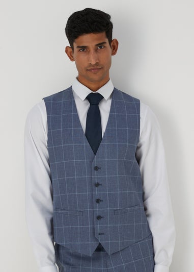 Taylor & Wright Franklin Blue Check Tailored Fit Waistcoat