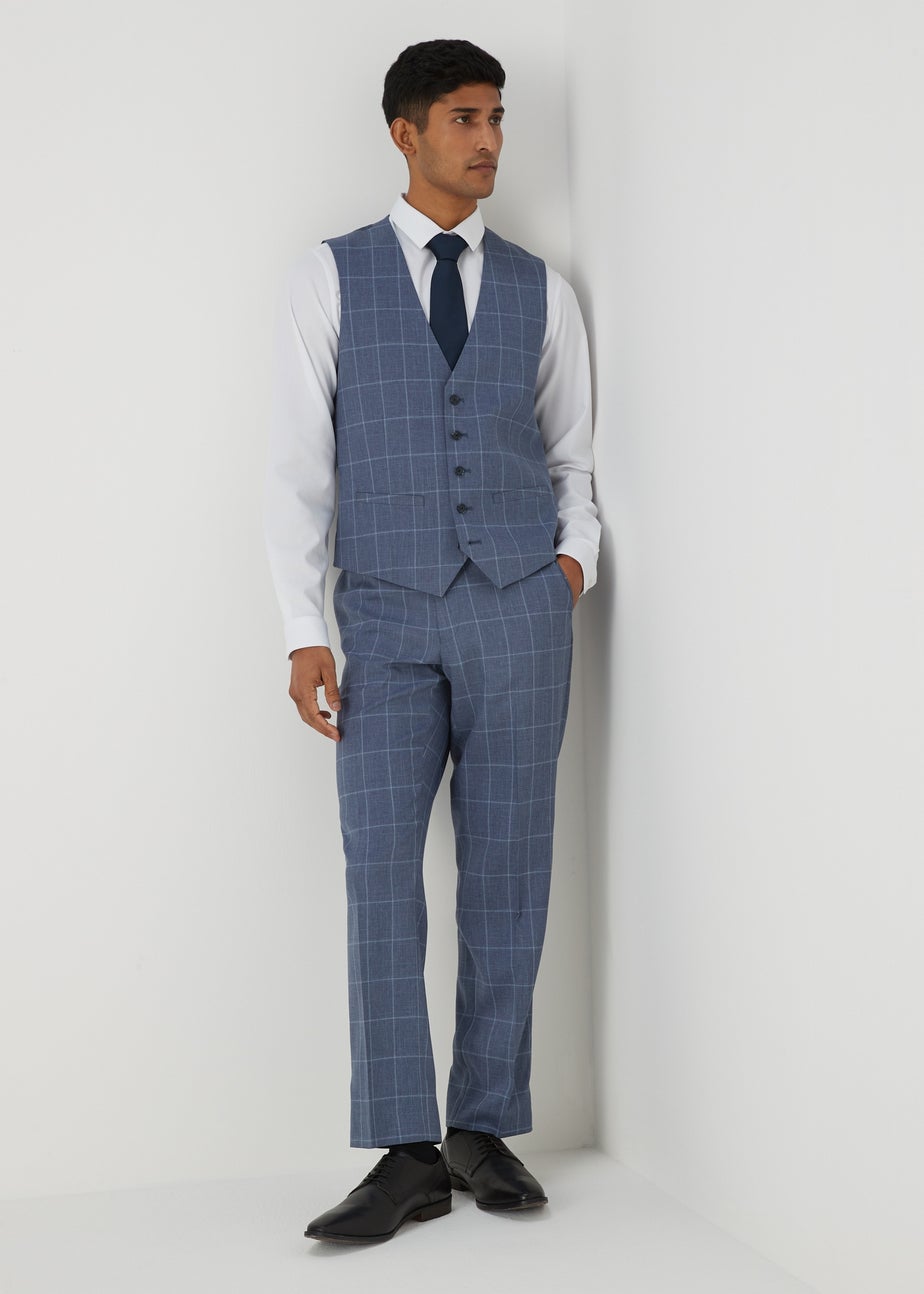 Taylor & Wright Franklin Blue Check Tailored Fit Waistcoat