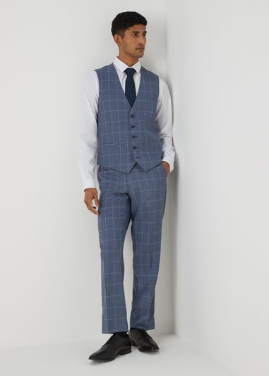 Taylor & Wright Franklin Blue Check Tailored Fit Waistcoat