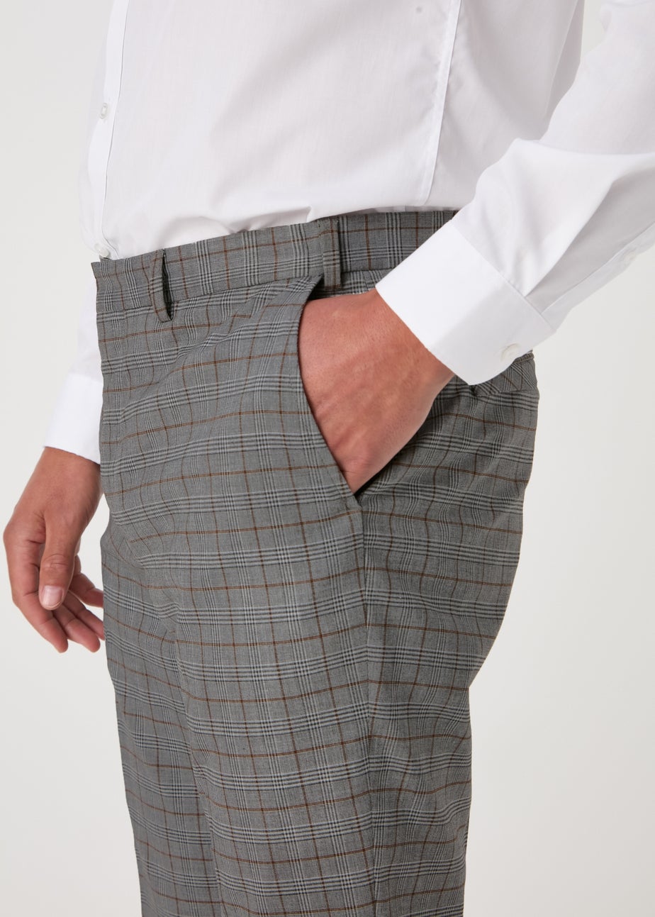 Taylor & Wright Grey Nelson Checked Tailored Fit Trousers