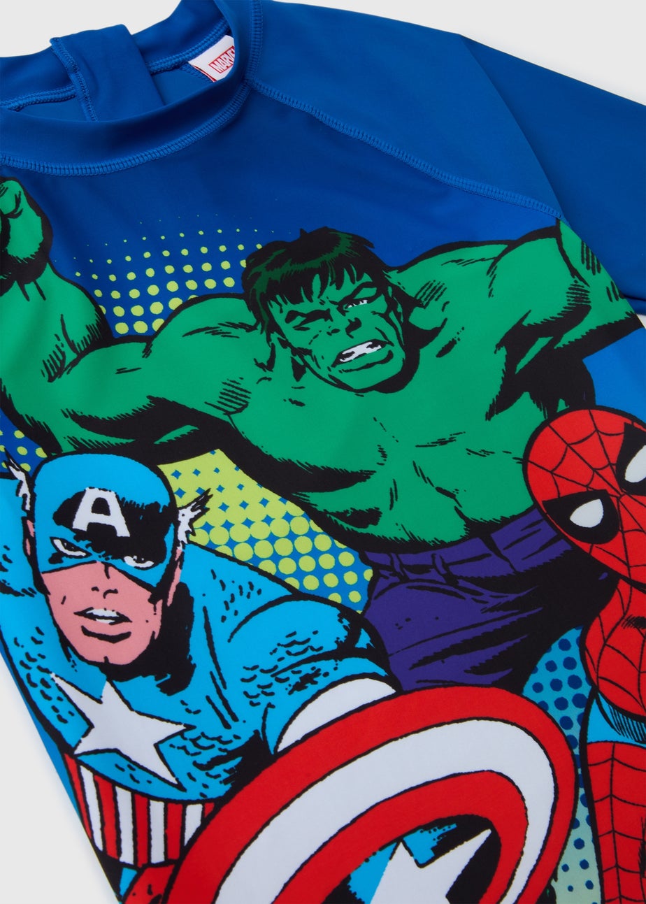 Marvel Boys Blue Rash Vest Shorts (2-11yrs)