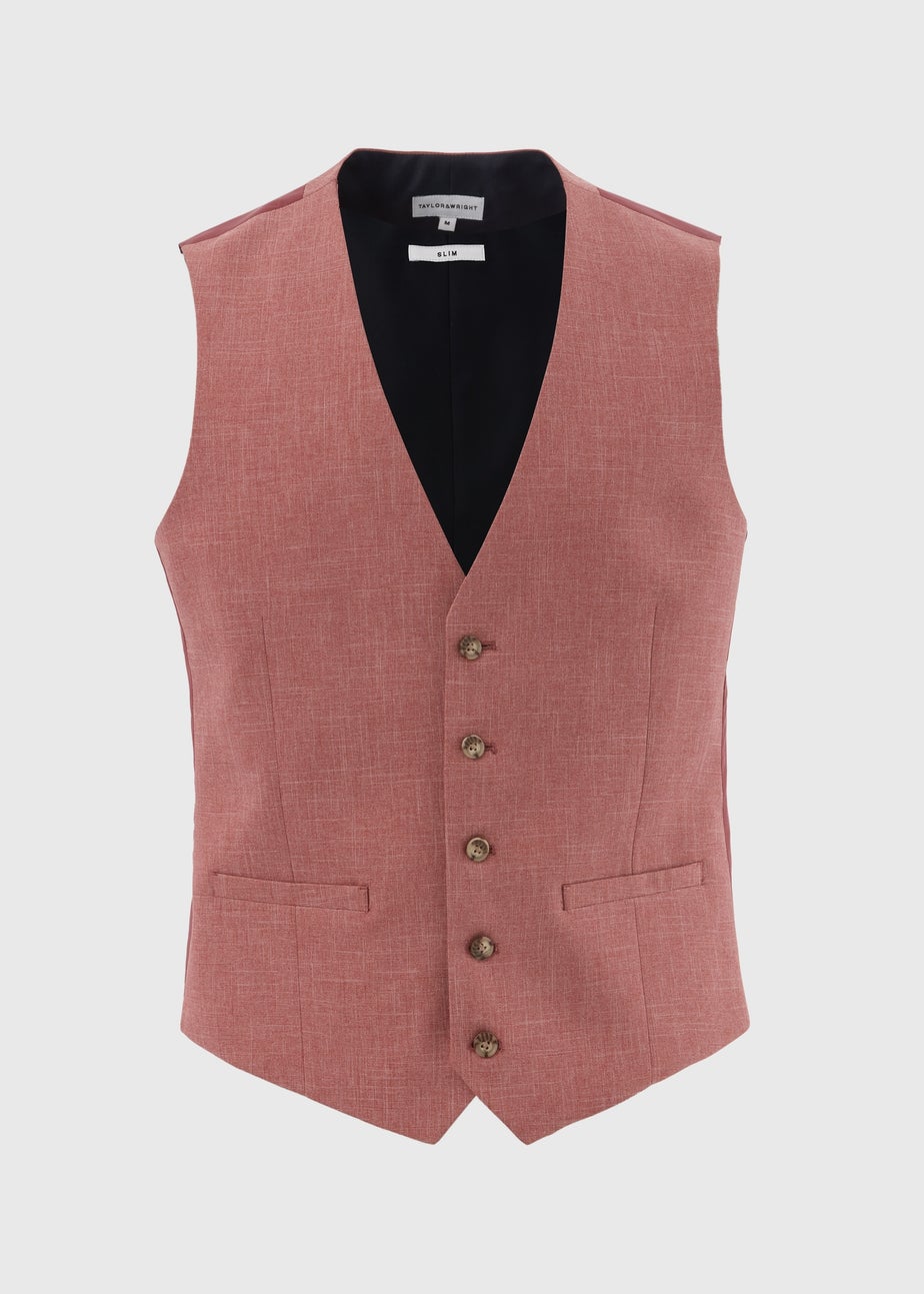 Taylor & Wright Parton Pink Slim Fit Waistcoat