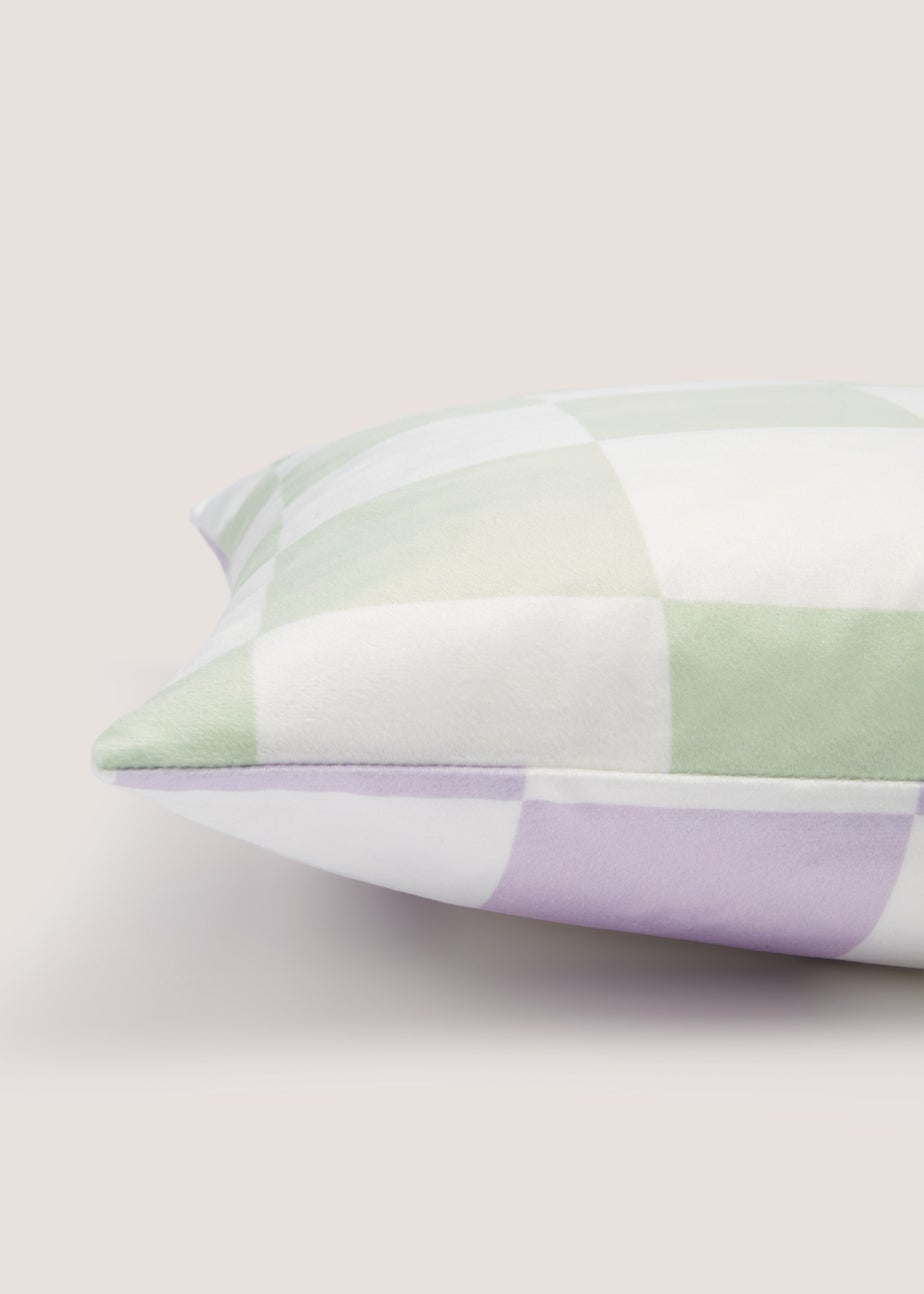 Purple And Green Check Cushion Cover (43cm x 43cm)