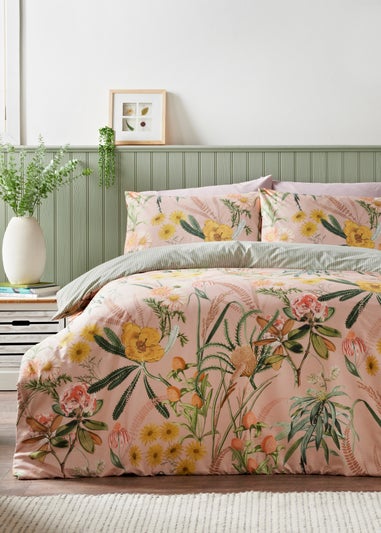Pink Botanical Floral Duvet Set