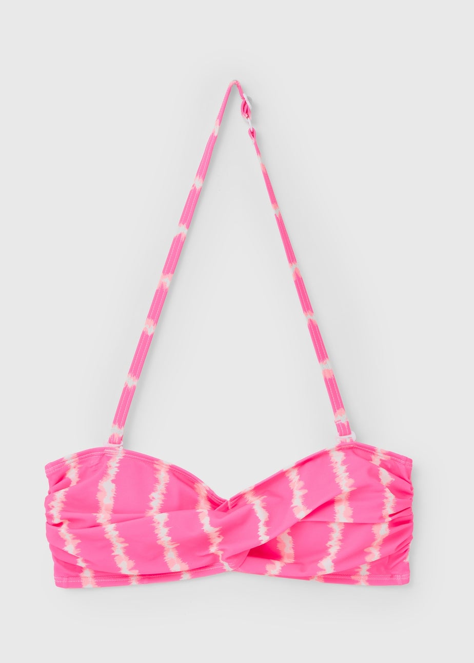 Pink Tie Dye Bikini Twist Top