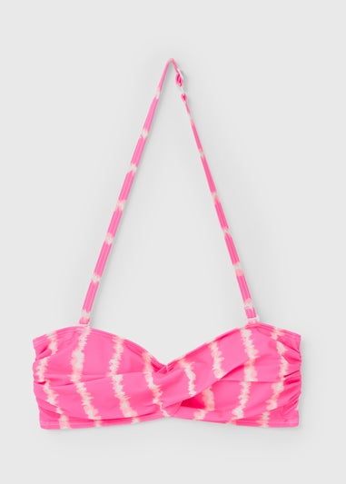 Pink Tie Dye Bikini Twist Top