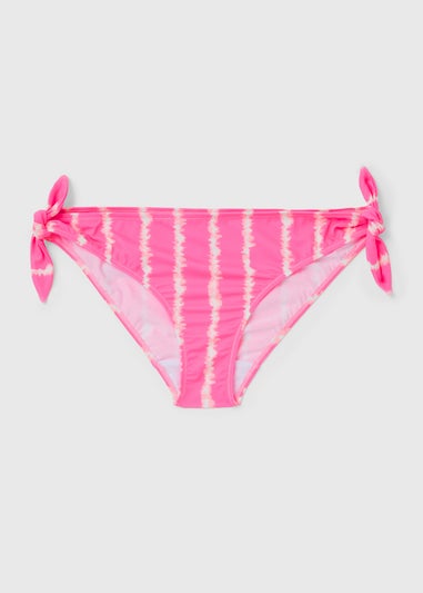 Pink Tie Dye Twist Bikini Bottoms