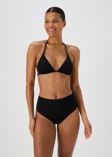 Black High Waisted Textured Bikini Bottoms
