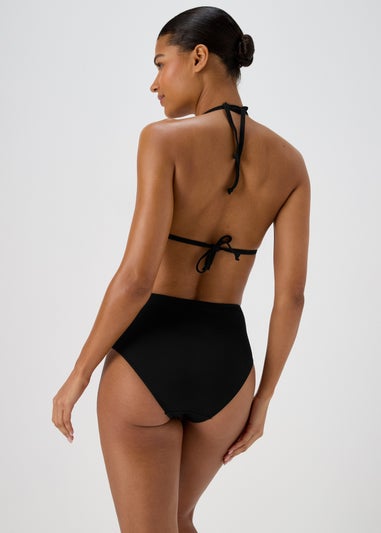 Black High Waisted Textured Bikini Bottoms