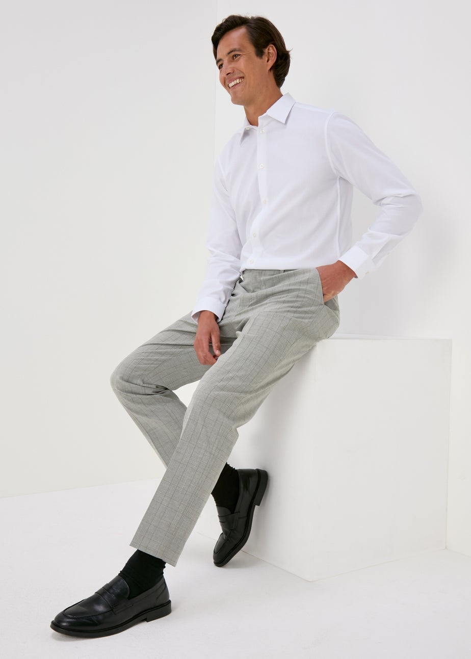Taylor & Wright Grey Flexi Waist Check Design Trousers
