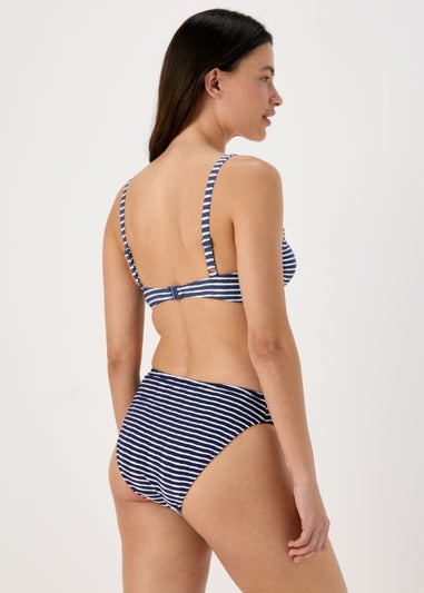 Navy Apex Stripe Textured Bikini Top