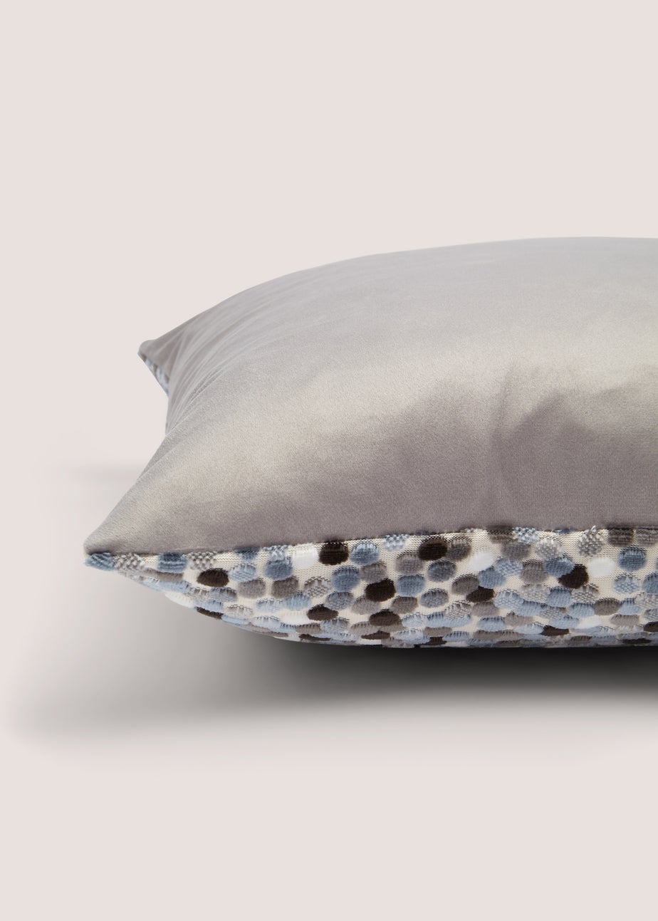 Grey Velvet Polka Dot Cushion (43cm x 43cm)